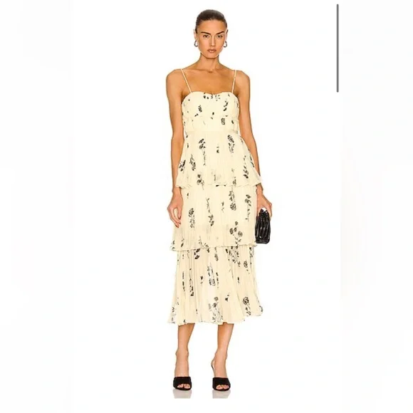 knee length dresses for ladies Behati Tiered Layer Mini Dress White Selfie Leslie